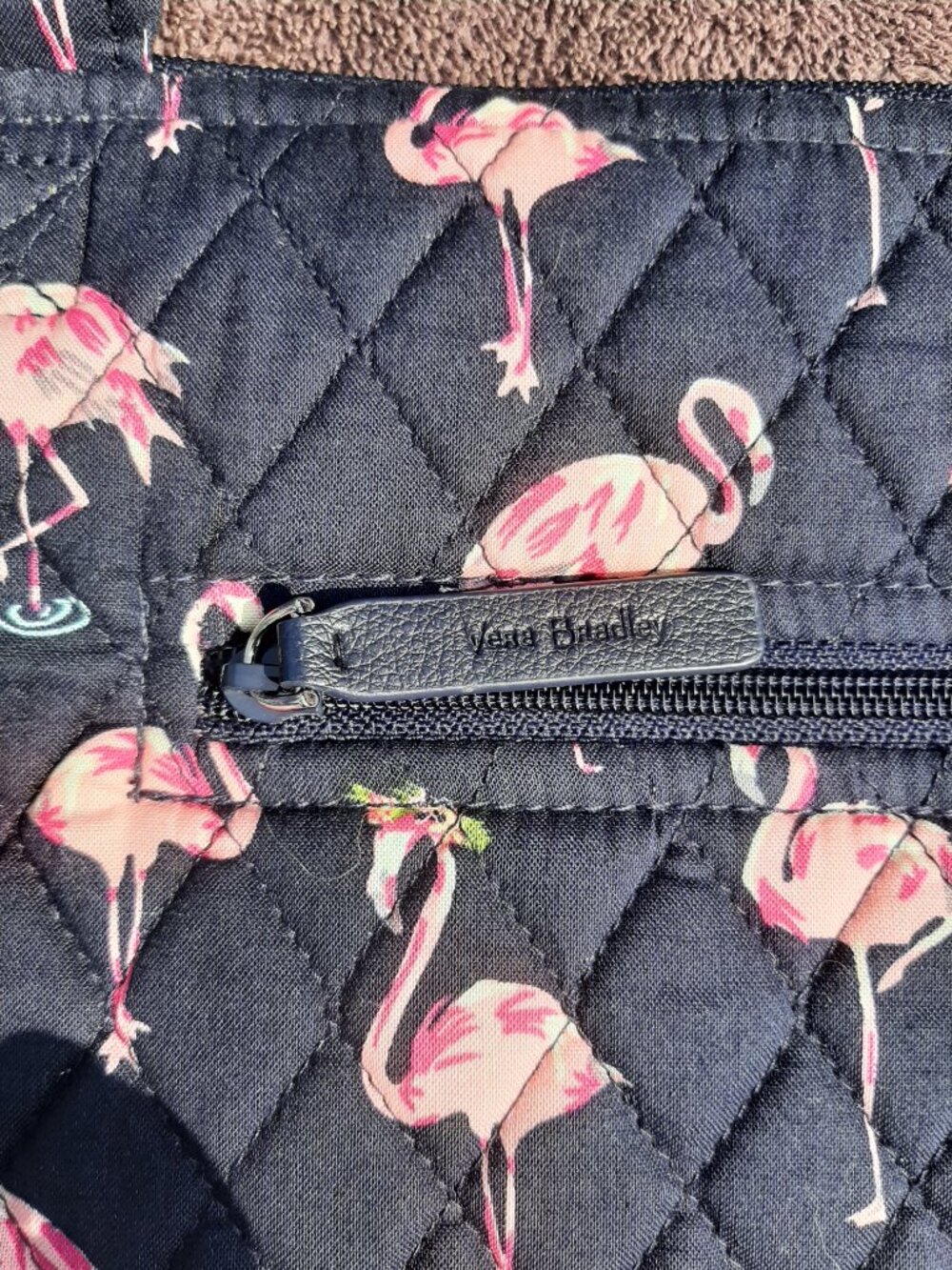 Vera Bradley retired Fiesta Flamingo Crossbody Bag Handbag Purse 11" x 11" x 2" - Picture 6 of 10